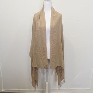 Lambswool Made In italy Beige Fringe Wrap Scarf